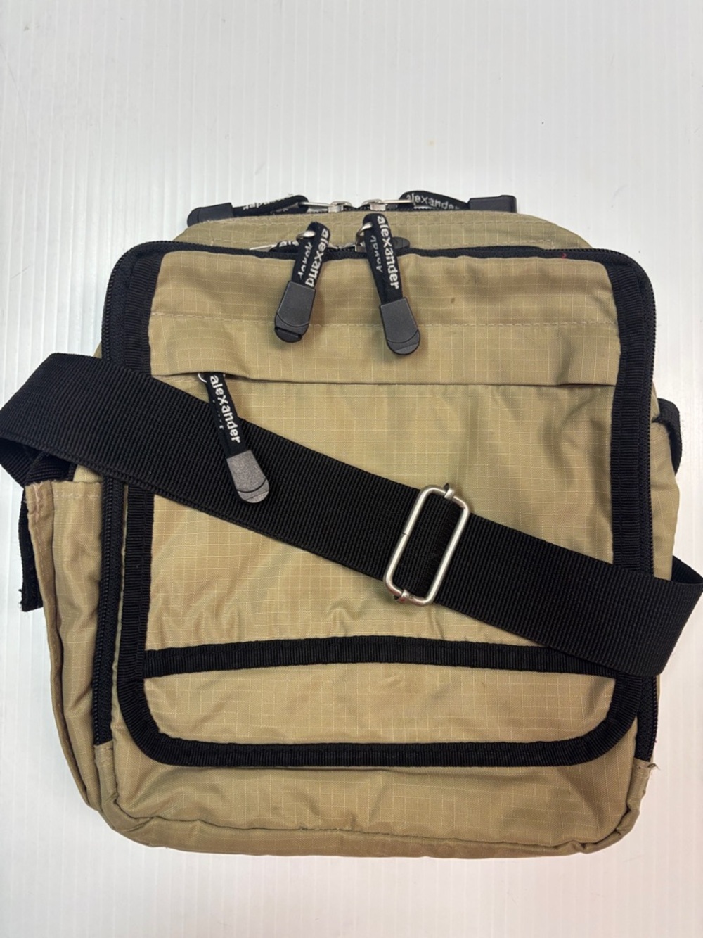 Derek Alexander Men’s Nylon Ziptop Shoulder/Crossbody Bag - Tan